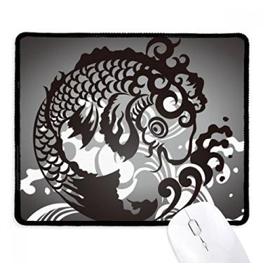 Imagem de Tapete de borracha para jogos com estampa de ondas de peixe com borda costurada