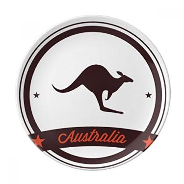 Imagem de Placa de ilustração com emblema de Canguru com sabor australiano, Prato de jantar de porcelana decorativa