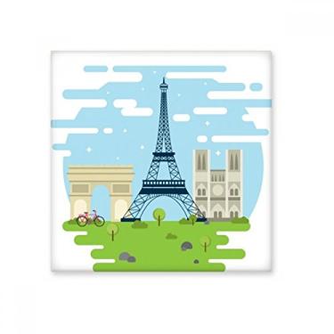 Imagem de Torre Eiffel Ilustração Marco da França Azulejo de Cerâmica Brilhante Decalque Pedra Adorna de Tijolos Vitrificados