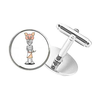 Imagem de DIYthinker Abotoaduras Egypt Mummy Horus Pig Hat com botão redondo