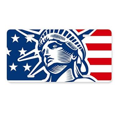 Imagem de DIYthinker Bandeira dos EUA com padrão de estátua da liberdade para decoração de carro, acessório de aço inoxidável