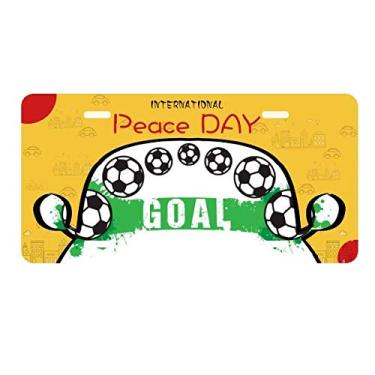 Imagem de DIYthinker Placa de licença de futebol americano esportes ponte etiqueta decoração carro dia da paz