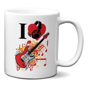 Imagem de Caneca Eu Amo Guitarra I Love Musica Presente Guitarrista