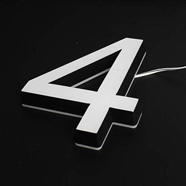 Imagem de Placa 3D flutuante para casa número LED 0-9 placas de porta acrílica de aço inoxidável 1,5 cm, placa digital grande moderna, luz branca preta, macia, brilho exterior, resistente ao clima, durável