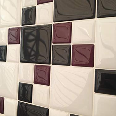 Imagem de Pastilha Adesiva Resinada Preto Vinho Branco Kit 4 Placas