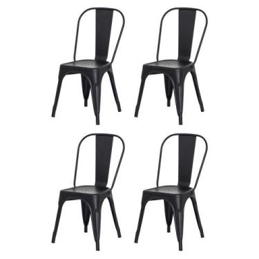 Imagem de Kit 4 Cadeiras Tolix Iron Design Preto Fosco Aço Industrial Sala Cozin