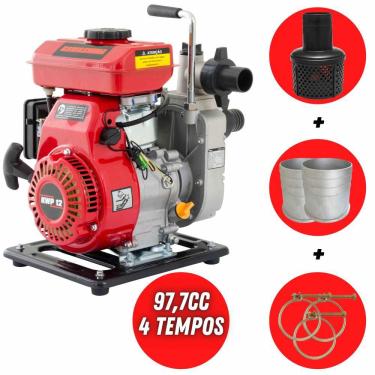 Imagem de Motobomba Kawashima Robusta Autoescorvante KWP12 À Gasolina 2,4HP 4 Tempos 97,7cc Com Diâmetro de Sucção de 40mm