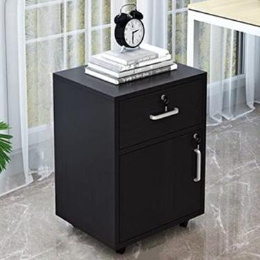 Imagem de Armário De Arquivo Vertical Armário De Arquivo Móvel De Chão Com Roda Armário De Dados Armazenamento Móveis De Mesa Para Casa,Preto2,57x37x40cm,Collector88