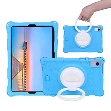 Imagem de Capa protetora para tablet Capa infantil compatível com Samsung Galaxy Tab S6 10.5 2019 SM-T860/T865, capa leve de silicone macio, com alça de mão e cinto de ombro capa giratória (Color : Blue)