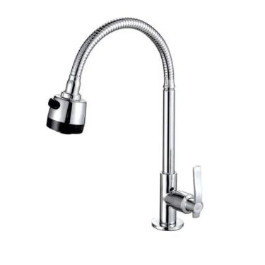 Imagem de Torneira Pia Cozinha Bancada Gourmet Flexível 2 Jatos Inox