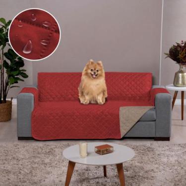 Imagem de Capa Para Sofa Impermeável 3 Lugares Premium Caqui-Vermelho - Charme D
