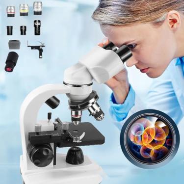 Imagem de Microscópio binocular profissional, 60000x com display, 3 lentes objetivas/6 oculares, microscópio biológico, iluminação de fonte de luz dupla, para pesquisa e estudo-with electronic eyepieces