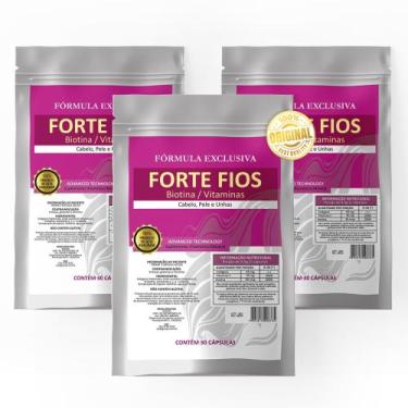 Imagem de 3X Forte Fios Biotina + Vitaminas 30 Cápsulas Cada Sachê.