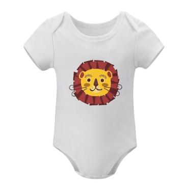 Imagem de SHUYINICE Macacão infantil engraçado para meninos e meninas macacão de primeira peça para recém-nascidos body de cabeça de leão para bebês, Branco, 3-6 Months
