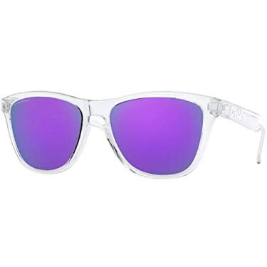 Imagem de Oakley Men's OO9245 Frogskins Asian Fit Rectangular Sunglasses Non Polarized, Polished Clear/Prizm Violet, 54 mm