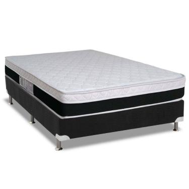 Imagem de  Cama Box Casal: Colchão Molas Ensacadas Luckspuma MasterPocket Roma + Base CRC Suede Black(138x188)