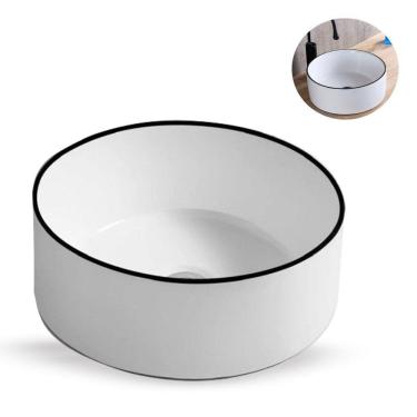 Imagem de Cuba Pia Banheiro Cerâmica Branca Sobrepor Redonda - Deend