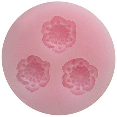 Imagem de FUNSHOWCASE Molde de cobertura de silicone com 3 furos para flores exóticas para decoração de bolos de açúcar, chocolate, sabonete, vela, pasta de goma de argila, demensão 46 x 46 x 12 mm