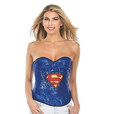 Imagem de Secret Wishes Espartilho adulto DC Comics Liga da Justiça estilo super-herói com logotipo Batgirl, Azul, G