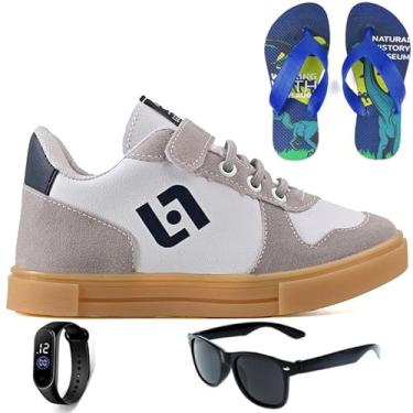 Imagem de Tenis Infantil Casual Sapatenis Meninos Meninas Street Calce Facil + Chinelo Oculos Relogio