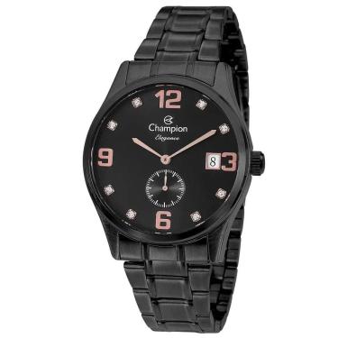 Imagem de Relógio Champion Feminino Preto Com Pedras Data