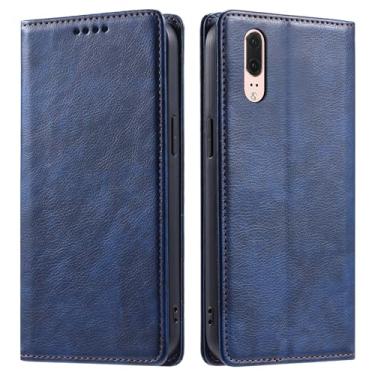 Imagem de Capa Carteira Compatible with Huawei P20 Wallet Case With Card Holder Magnetic Phone Case Shockproof Cover Leather Protective Flip Cover-Credit Card Holder-Kickstand Book Folio Phone Case (Size : Blu