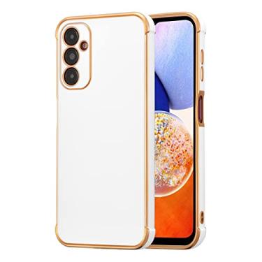 Imagem de RALEAVO Capa para Samsung Galaxy A15 4G/5G luxuosa capa fina leve brilhante brilhante capa de telefone TPU macio à prova de choque capa galvanizada, branca