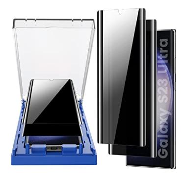 Imagem de MOHAVE Pacote com 2 [Alinhamento Automático/Remoção de Poeira] Protetor de Tela de Privacidade para SAMSUNG Galaxy S23 Ultra 5G 6,8 ″, Filme Privado Anti-Espião Curvo 3D, Material Híbrido 7H