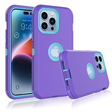 Imagem de Tiflook Capa compatível com iPhone 14 Pro Max de 6,7 polegadas, 3 em 1, à prova de choque (capa de plástico + borracha de silicone macia), capa protetora resistente à prova de poeira, roxo lilás