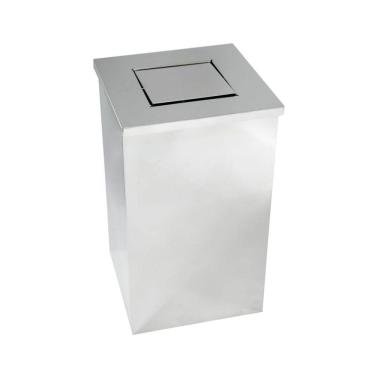 Imagem de Lixeira Aço Inox Basculante Quadrada 30X60 50 Litros C/ Aro