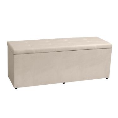 Imagem de Calçadeira Recamier Baú Casal 1,40m Berlim Suede Bege - Pallazio