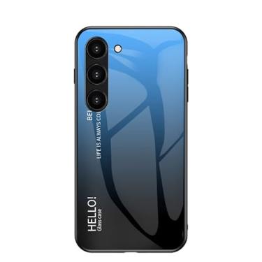 Imagem de MZCHENYI Capa para celular Asus Zs661KL, dez estilos de cores, vidro líquido leve, toque nu, à prova de explosão, resistente ao desgaste e a arranhões, capa de telefone gradiente moderna azul