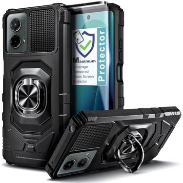 Imagem de WDHD Capa projetada para Motorola Moto G Power 5G 2024, proteção total à prova de choque [grau militar] capa para celular com protetor de tela de vidro temperado [cobertura máxima] preta