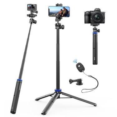 Imagem de Kaitezenz Tripé de bastão de selfie para câmera GoPro, suporte extensível de 64 polegadas com cabeça esférica de 360°, parafuso de 1/10.2 cm, tripé portátil e leve para câmera GoPro Max Hero 11 10 9 8