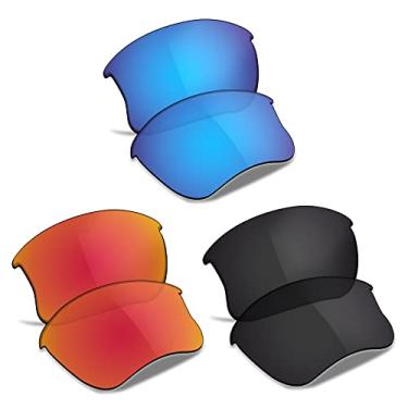 Imagem de TRUSHELL Lentes de reposição polarizadas para óculos de sol Oakley Flak Jacket XLJ OO9009 - azul oceano + preto + vermelho fogo