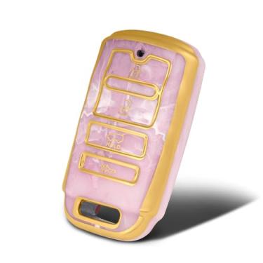 Imagem de WORCAS Capa para chaveiro Kia 4 botões, capa de chave de TPU macio premium compatível com Kia 2014-2019 Cadenza, 2015-2018 K900 K7 K9 (padrão pêssego)