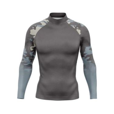 Imagem de Camiseta masculina com proteção solar UV FPS manga longa Rash Guard para natação, corrida, secagem rápida, leve, 0101, M