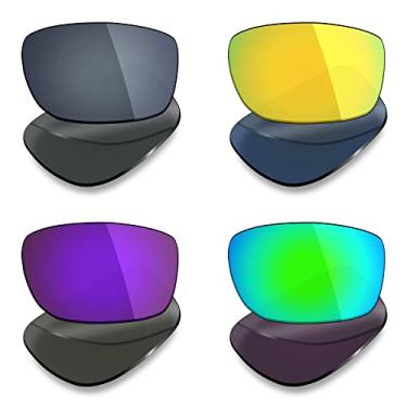 Imagem de 4 pares de lentes polarizadas de substituição da Mryok para óculos de sol Oakley Splinter – Preto IR/ouro 24K/roxo de plasma/verde esmeralda