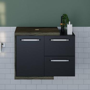 Imagem de Armário Gabinete Nexus 65P Carvalho Dark /Preto Ônix