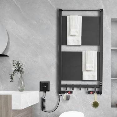 Imagem de Toalheiro radiador Toalheiro aquecedor de toalhas para banheiro com tela LED Toalheiro elétrico com temporizador e termostato Aquecedor de fibra de carbono Aquecedor de toalhas quentes