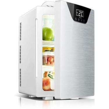 Imagem de Mini geladeira 20L para carro, freezer DC 12V / AC 220-240V Refrigerador e aquecedor portátil com resfriamento de três núcleos para cuidados com a pele, cosméticos, alimentos, prata