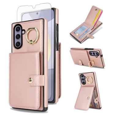 Imagem de Asuwish Capa de celular para Samsung Galaxy S24 Plus S24+ 5G carteira celular com anel protetor de tela de vidro temperado com bloqueio de RFID, compartimento para cartão de crédito S24plus 24S + S 24