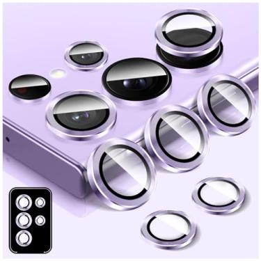 Imagem de Kucheed Protetor de lente de câmera para Samsung Galaxy S22 Ultra, anéis individuais de liga de alumínio de alinhamento automático, protetor de tela de vidro temperado 9H, adesivo de filme