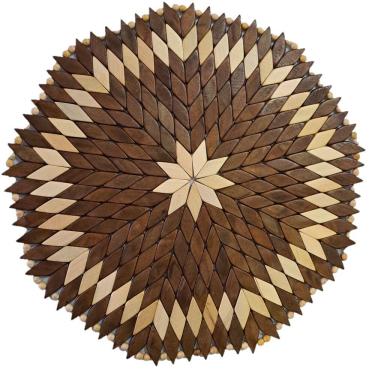 Imagem de Jogo Americano de Madeira Redondo, Artesanal, Marrom Marfim