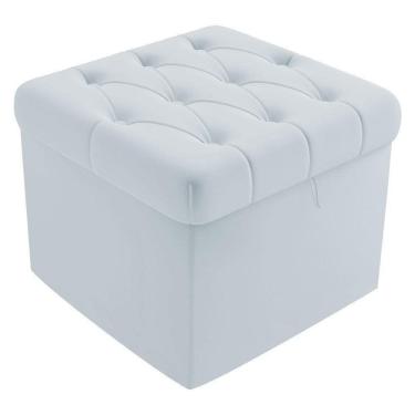 Imagem de Puff Baú Capitonê Quadrado Suede Cinza - D`rossi