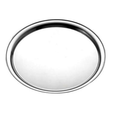 Imagem de Bandeja Travessa Garçom Redonda 40cm em Aço Inox (Ideal para Restaurantes, Lanchonetes e Bares)