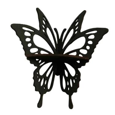 Imagem de Ioensy Prateleira de canto borboleta, organizador de armazenamento de parede, prateleira flutuante de madeira para quartos, corredor, berçário, castiçal