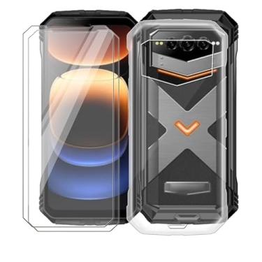 Imagem de AQGGIIXY Capa de telefone para Doogee V Max Plus (6,5 polegadas), com 2 películas de vidro temperado, ultrafina, transparente, macia, amortecedora, antiarranhões, à prova de choque para Doogee V Max