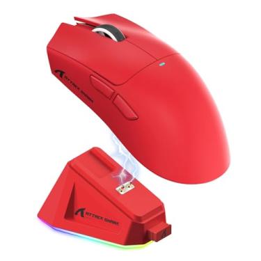Imagem de Mouse Gamer Attack Shark X11 59g Superleve sem fio com Dock Magnético RGB, 22000 DPI, 5 botões programáveis para PC/Notebook/Mac (Vermelho)