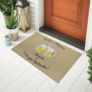 Imagem de Capacho Decorativo e Divertido Para Porta Tapete Estampado Frase - Amor e Alegria Ca697